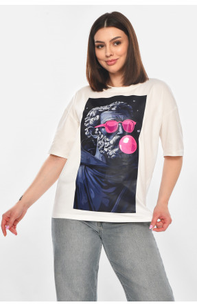 Футболка женская белого цвета с принтом 214 211053C