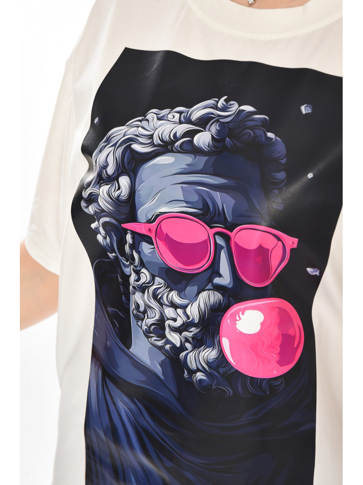 Футболка женская белого цвета с принтом 214 211053C