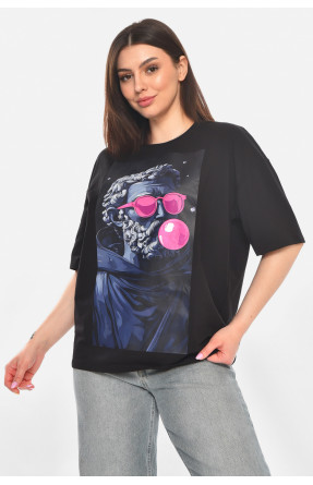 Футболка женская черного цвета с принтом 214 211054C