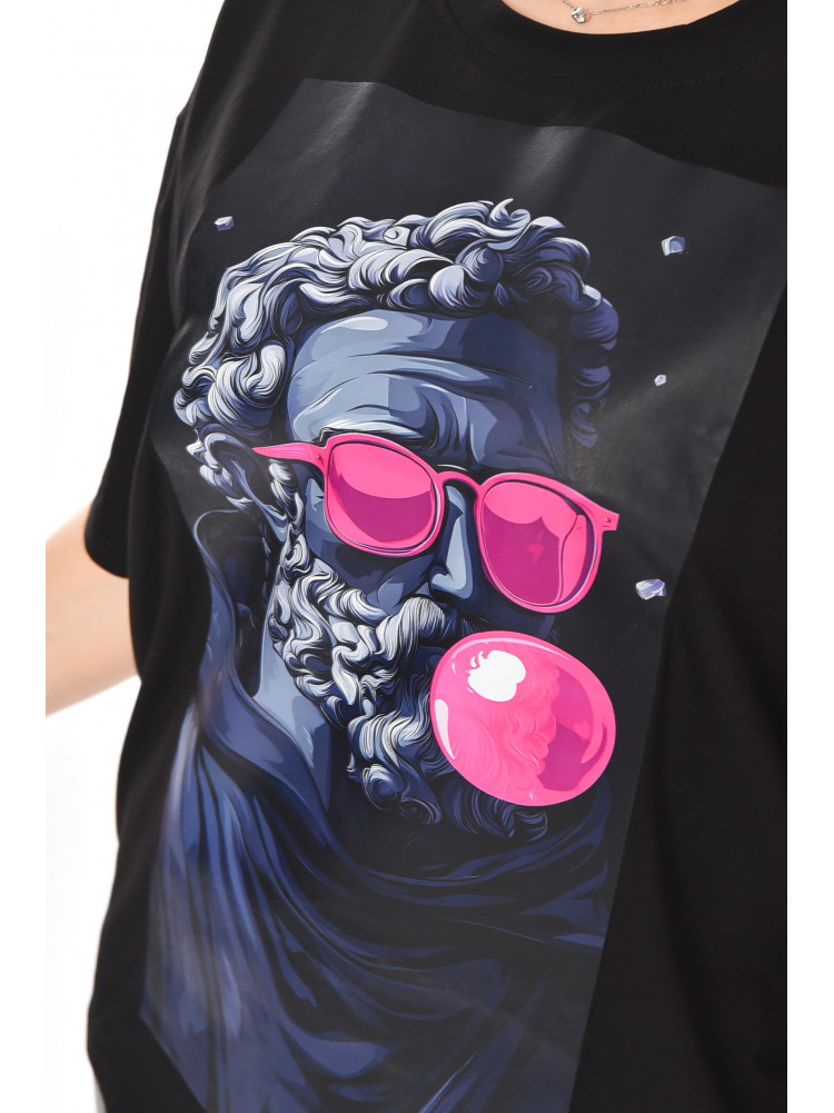 Футболка женская черного цвета с принтом 214 211054C