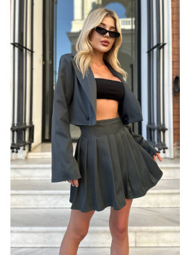 Костюм жіночий однотонний темно-сірого кольору 213 211057C