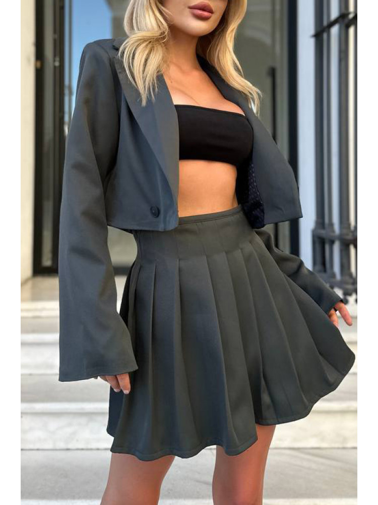 Костюм женский однотонный тёмно-серого цвета 213 211057C