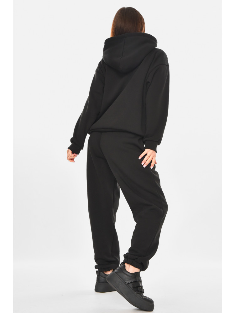 Спортивный костюм женский на флисе черного цвета 02 211061C
