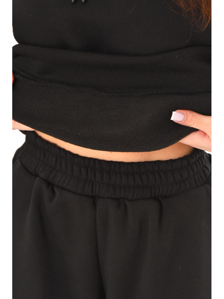 Спортивный костюм женский на флисе черного цвета 02 211061C