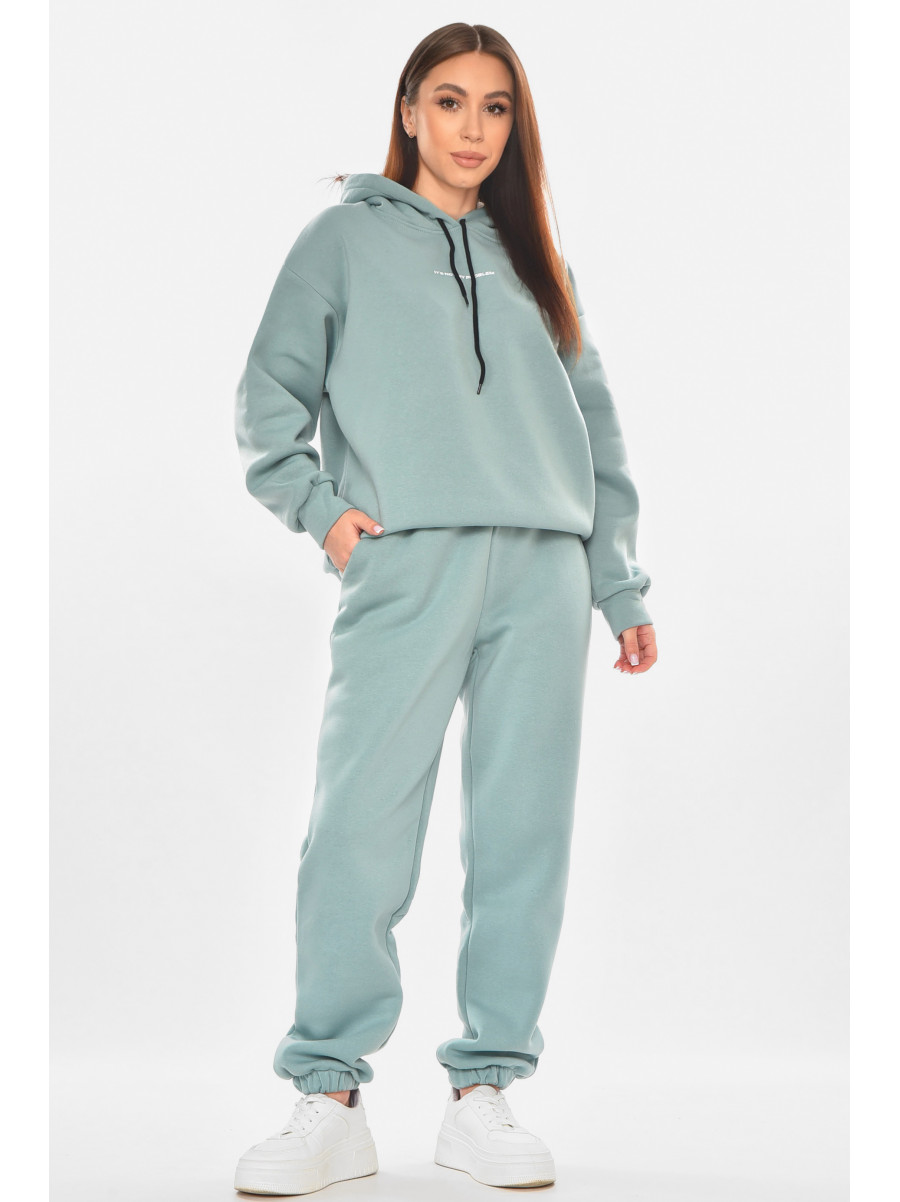 Спортивный костюм женский на флисе мятного цвета 02 211063C