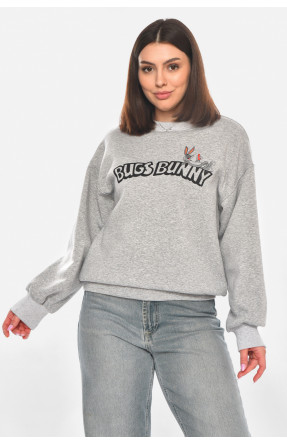 Світшот жіночий на флісі сірого кольору з принтом 203 211064C