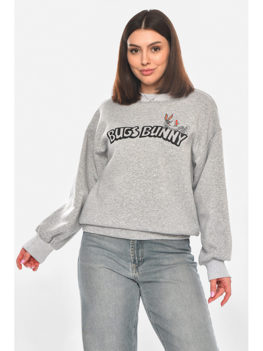 Світшот жіночий на флісі сірого кольору з принтом 203 211064C