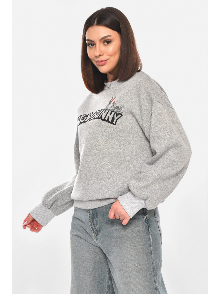 Світшот жіночий на флісі сірого кольору з принтом 203 211064C