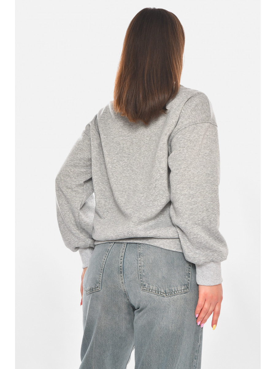 Світшот жіночий на флісі сірого кольору з принтом 203 211064C