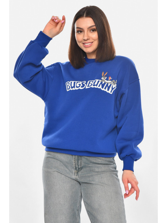 Світшот жіночий на флісі синього кольору з принтом 203 211065C