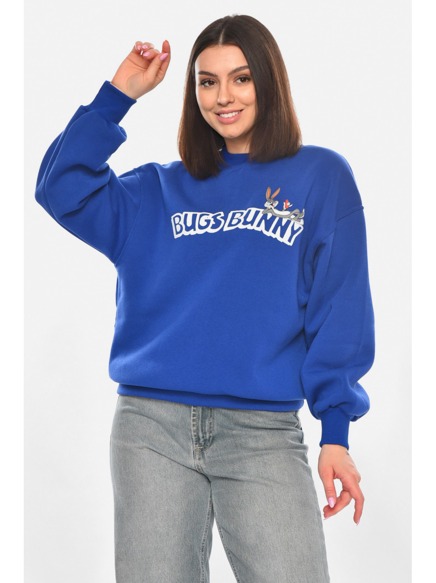 Світшот жіночий на флісі синього кольору з принтом 203 211065C