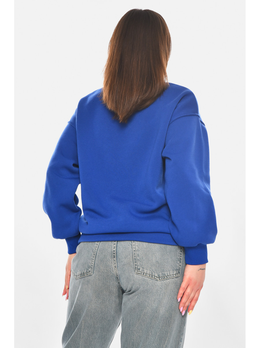 Світшот жіночий на флісі синього кольору з принтом 203 211065C