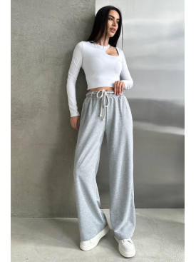 Штани жіночі однотонні сірого кольору 208 211066C