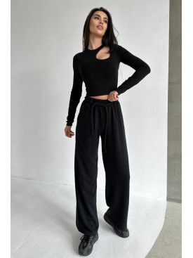Штаны женские однотонные черного цвета 208 211067C