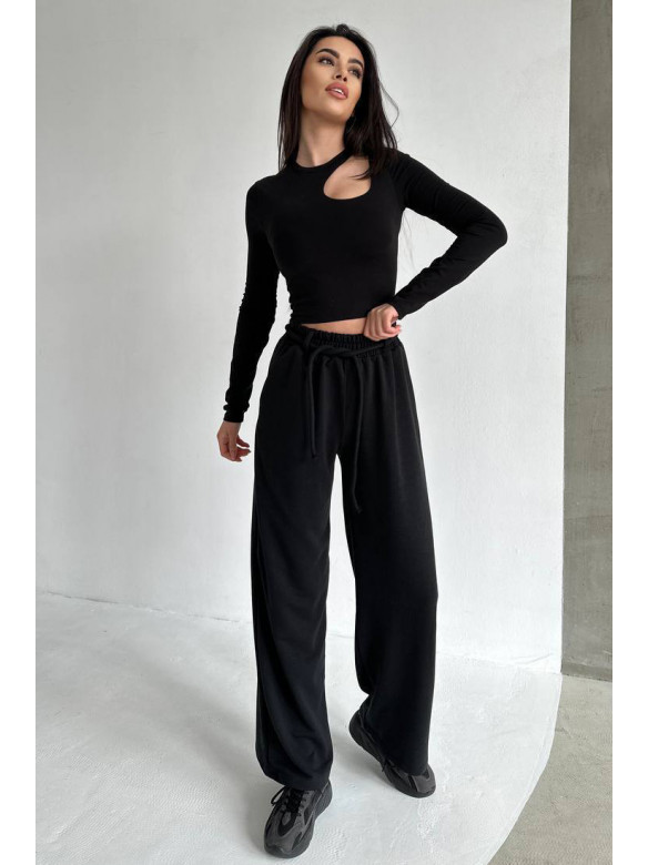 Штаны женские однотонные черного цвета 208 211067C