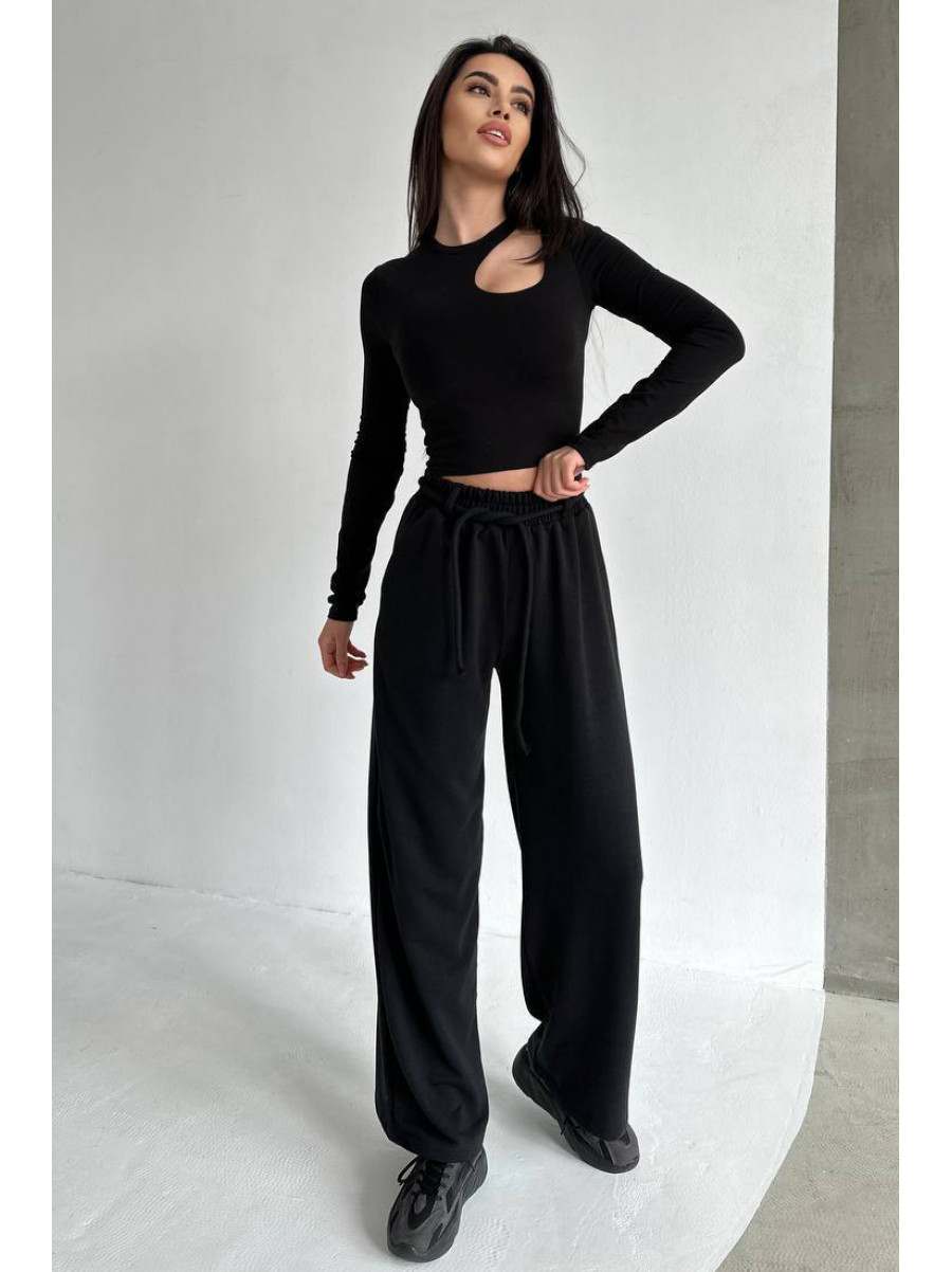 Штаны женские однотонные черного цвета 208 211067C