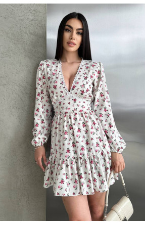 Платье женское белого цвета с цветочным принтом 210 211069C