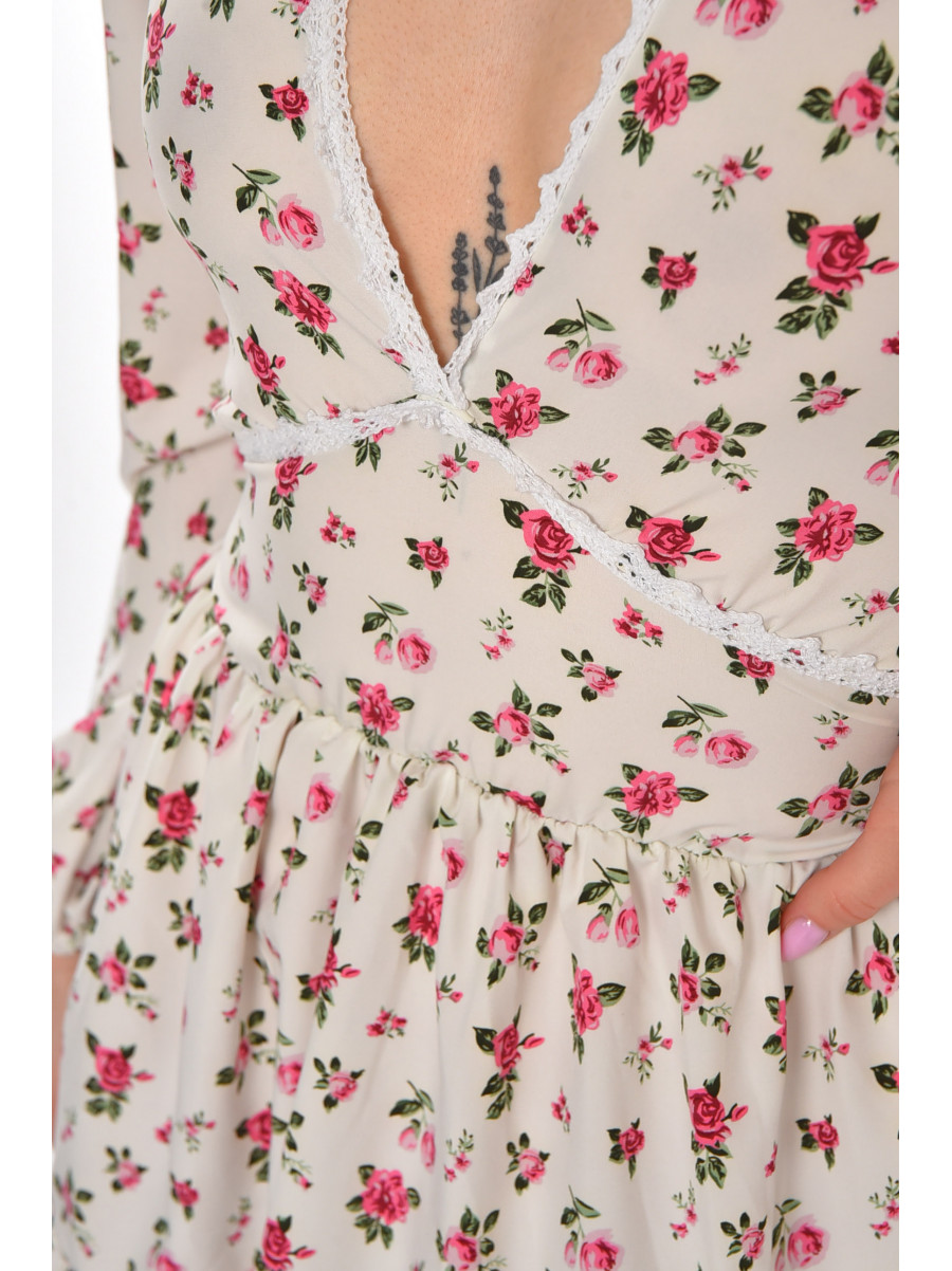 Платье женское белого цвета с цветочным принтом 210 211069C