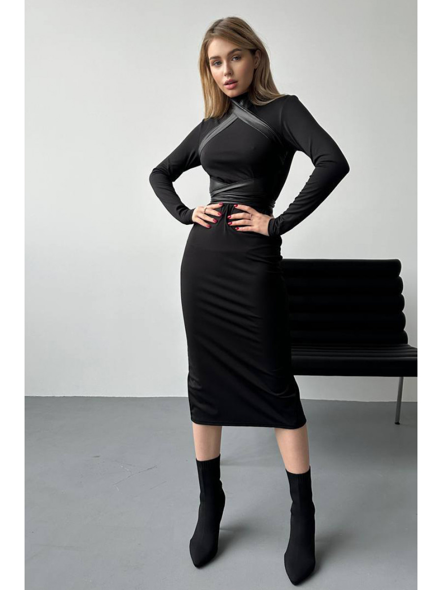 Платье женское однотонное черного цвета 201 211070C