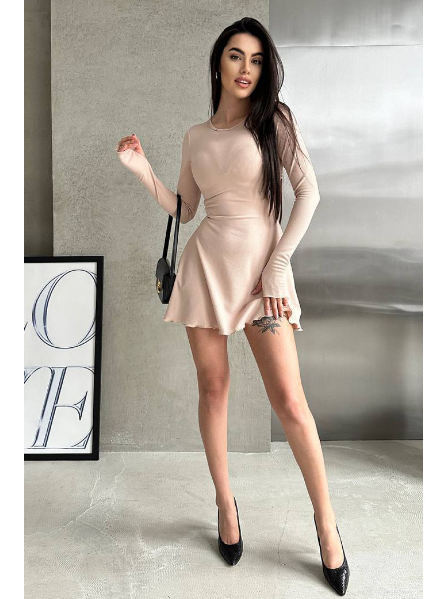 Платье женское однотонное бежевого цвета 205 211074C