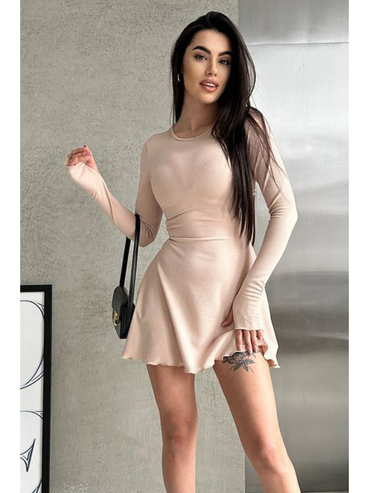 Платье женское однотонное бежевого цвета 205 211074C