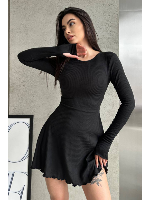 Платье женское однотонное черного цвета 205 211075C