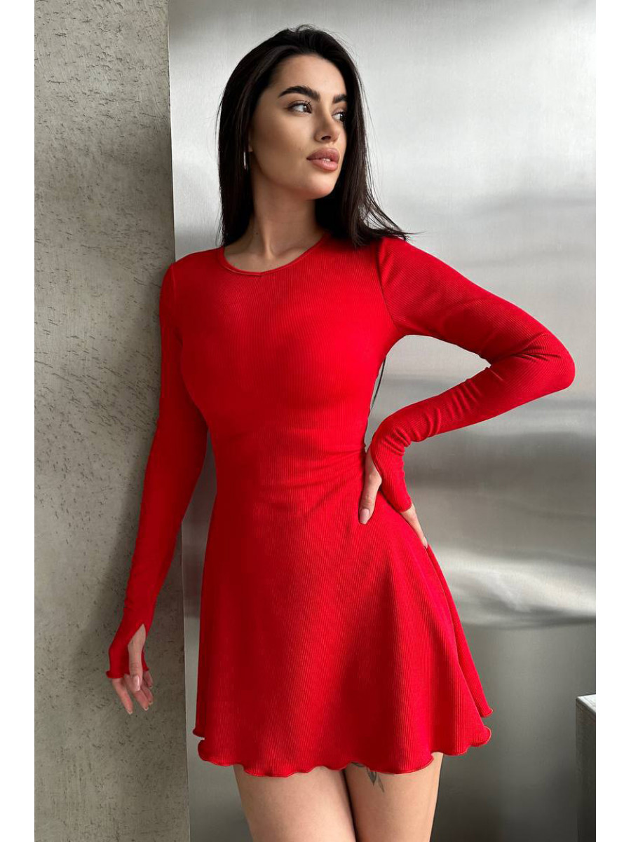 Платье женское однотонное красного цвета 205 211076C