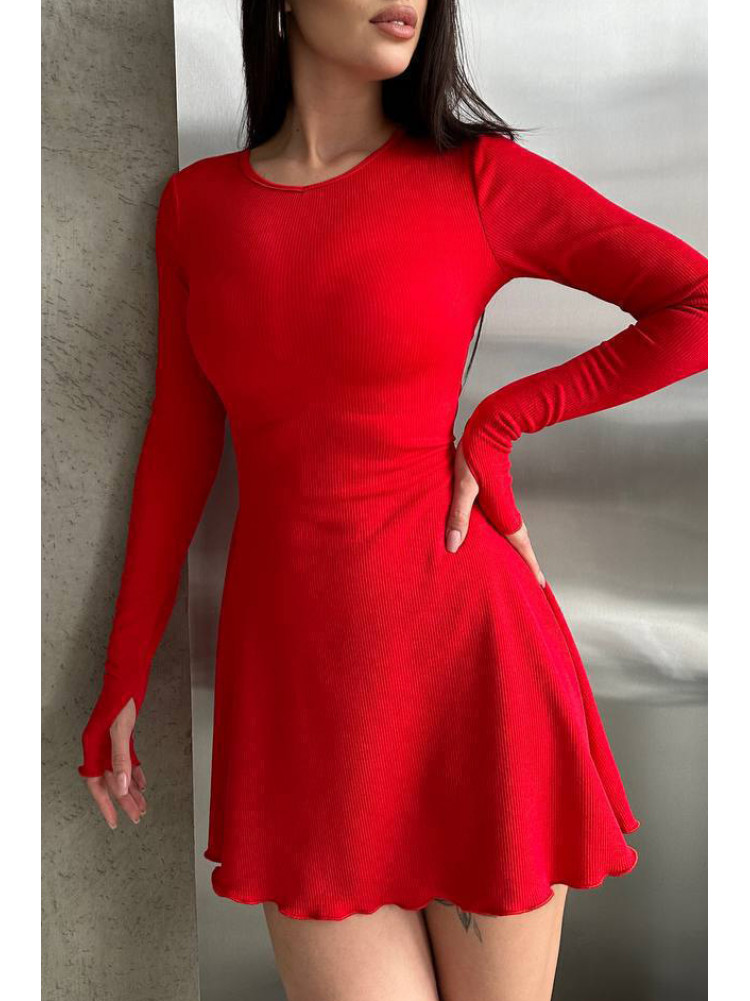 Платье женское однотонное красного цвета 205 211076C