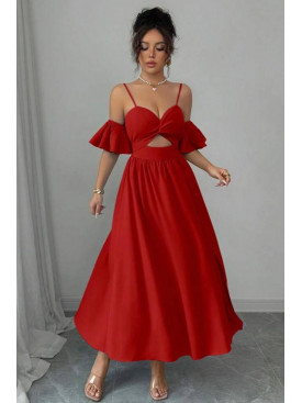 Платье женское однотонное красного цвета 218 211077C