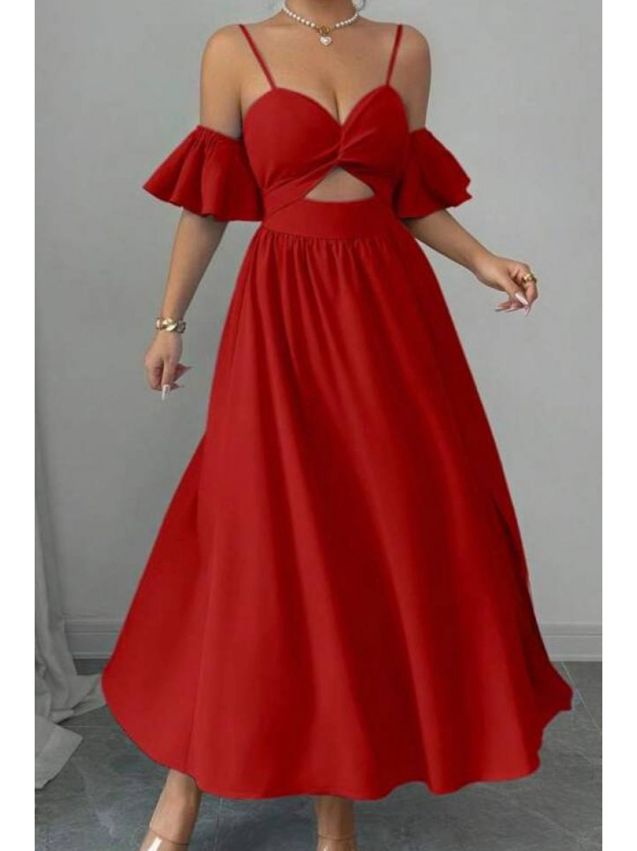 Платье женское однотонное красного цвета 218 211077C