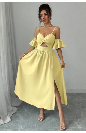 Платье женское однотонное желтого цвета 218 211081C