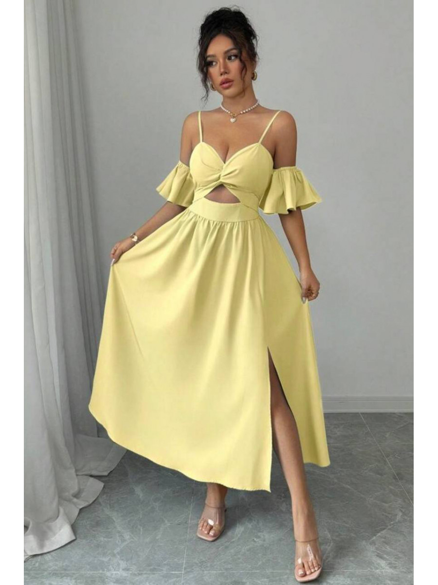 Платье женское однотонное желтого цвета 218 211081C