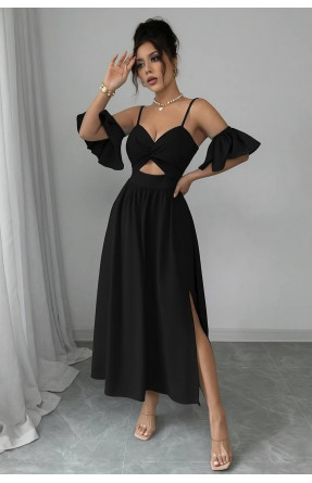 Платье женское однотонное черного цвета 218 211082C