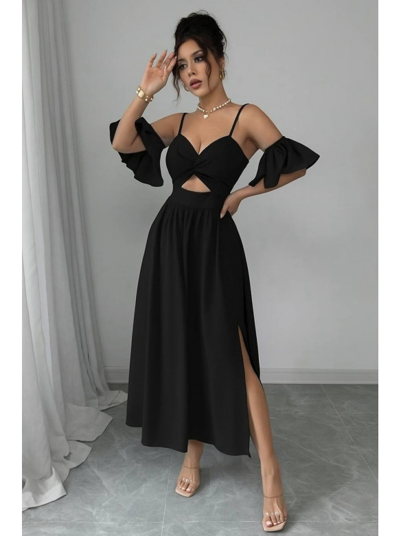 Платье женское однотонное черного цвета 218 211082C