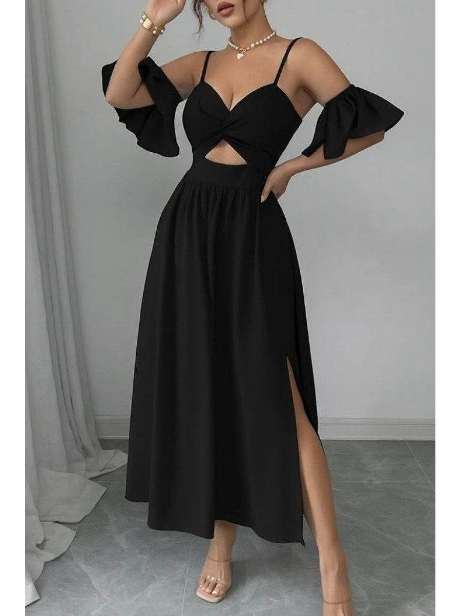 Платье женское однотонное черного цвета 218 211082C