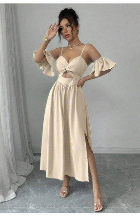 Платье женское однотонное светло-бежевого цвета 218 211086C