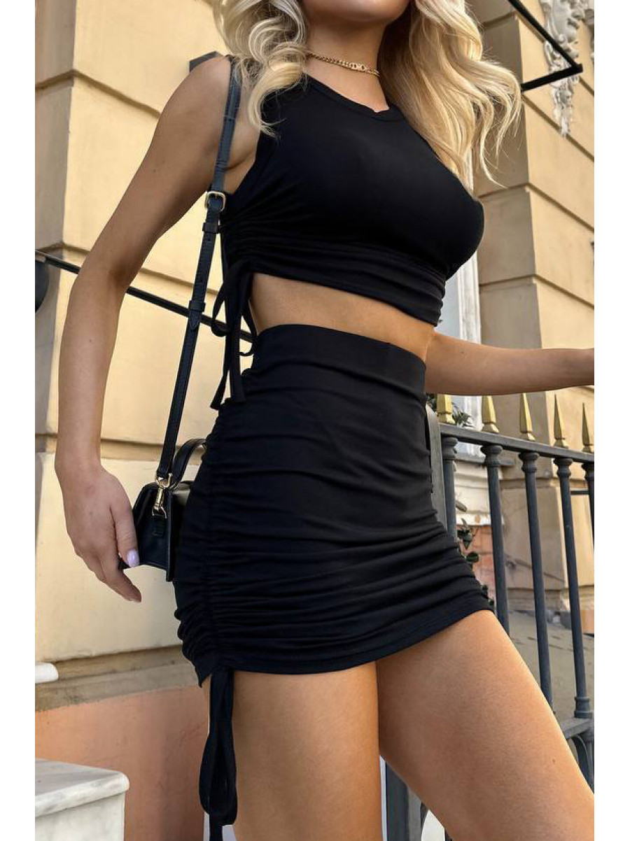 Костюм женский однотонный черного цвета 212 211087C