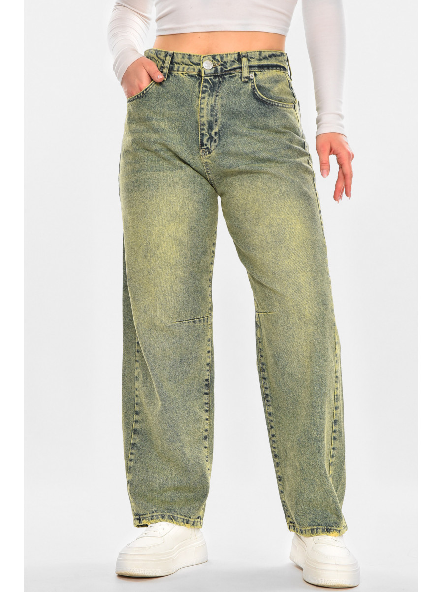 Джинси жіночі однотонні зеленого кольору Уцінка 001272 211098C