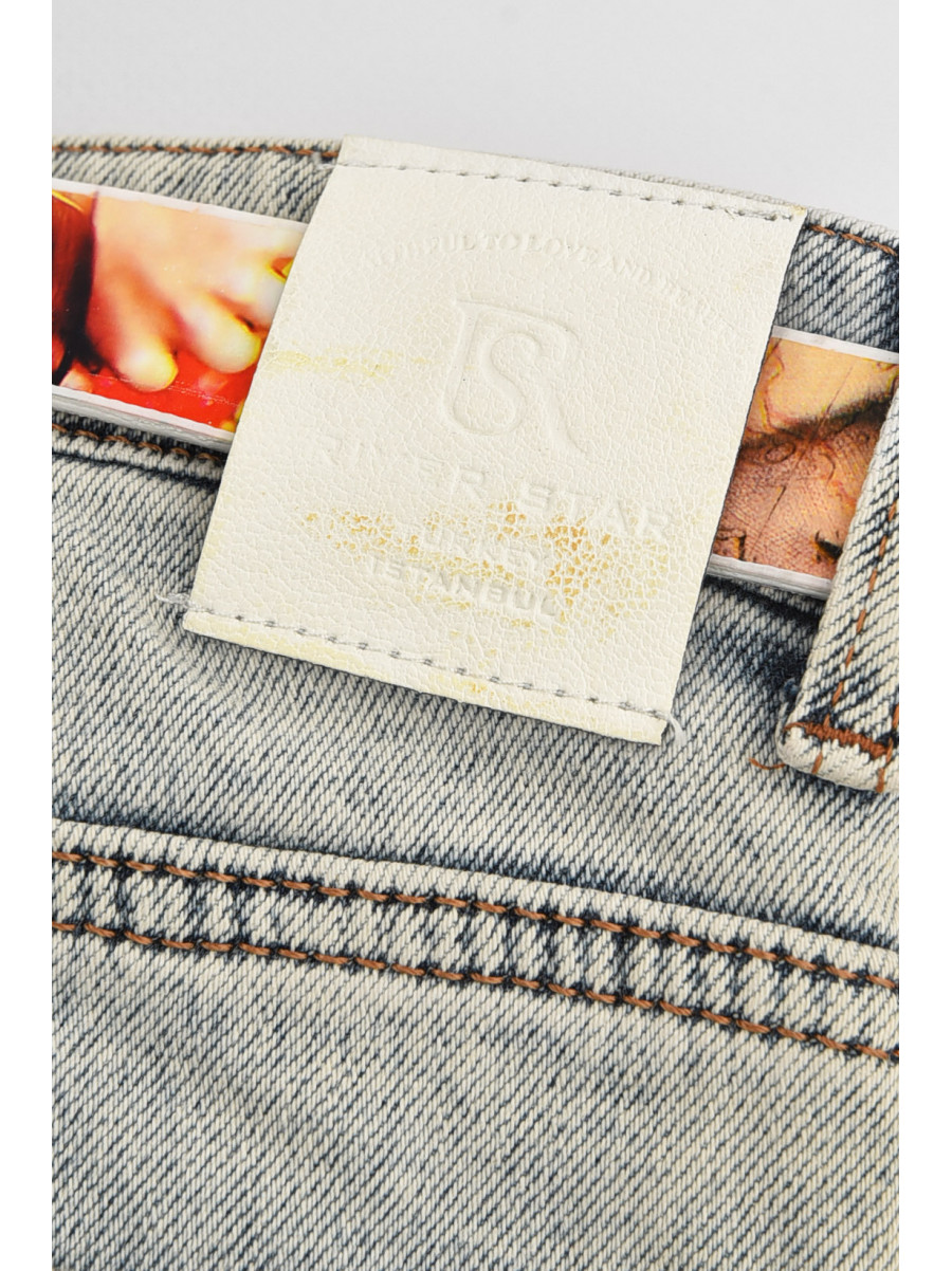 Джинсы женские однотонные голубого цвета Уценка 1048 211099C