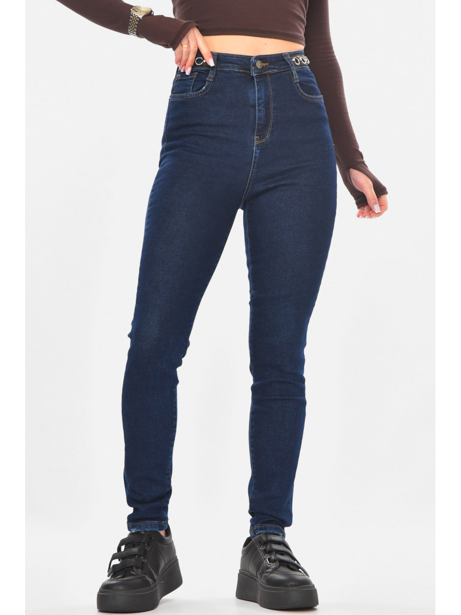 Джинсы женские однотонные тёмно-синего цвета Уценка 0959 211102C