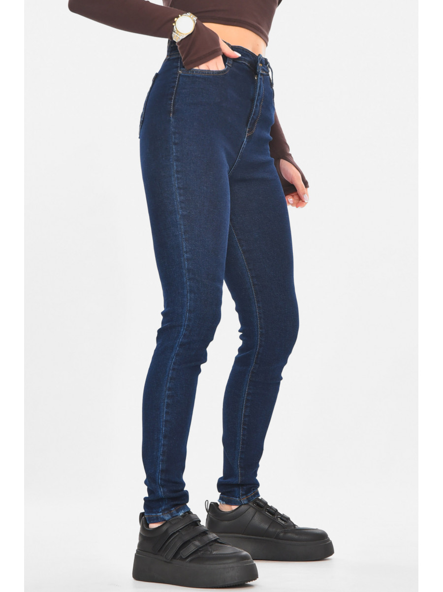 Джинсы женские однотонные тёмно-синего цвета Уценка 0959 211102C