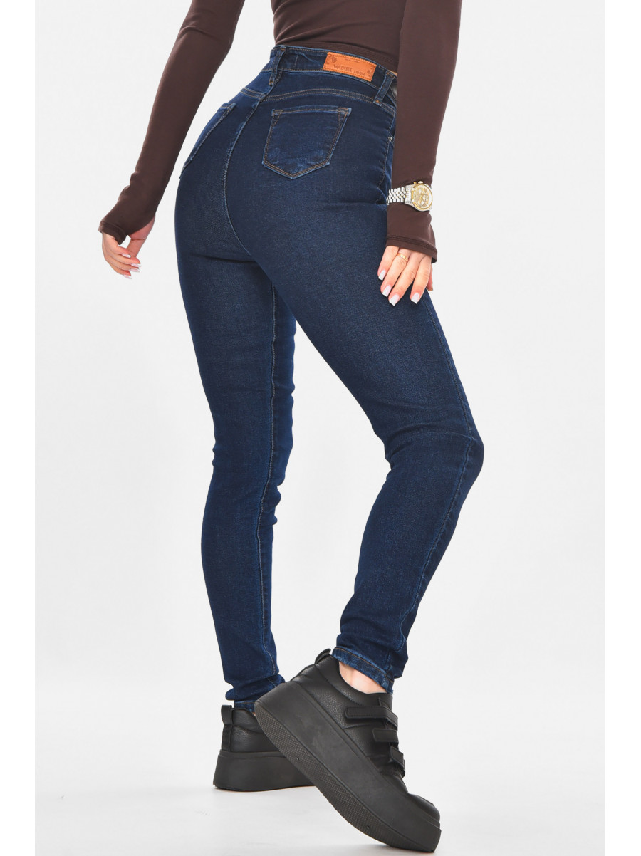 Джинсы женские однотонные тёмно-синего цвета Уценка 0959 211102C