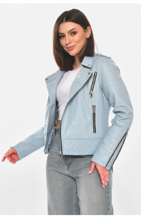 Куртка-косуха жіноча з екошкіри блакитного кольору Уцінка 1708 211104C