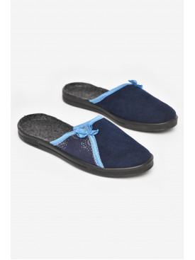 Тапочки женские синего цвета Ебіас бант 211106C