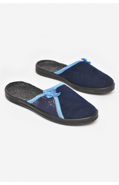 Тапочки женские синего цвета Ебіас бант 211106C