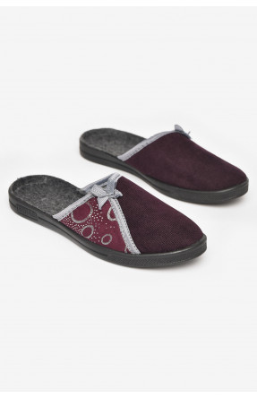 Тапочки женские темно-фиолетового цвета Ебіас бант 211107C
