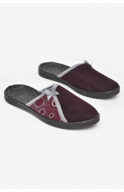 Тапочки женские темно-фиолетового цвета Ебіас бант 211107C