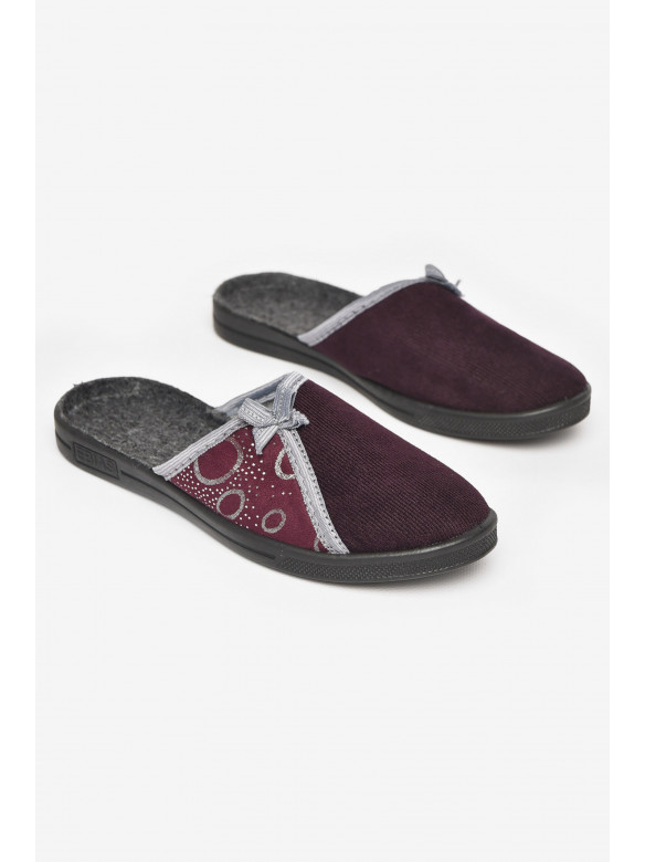 Тапочки женские темно-фиолетового цвета Ебіас бант 211107C