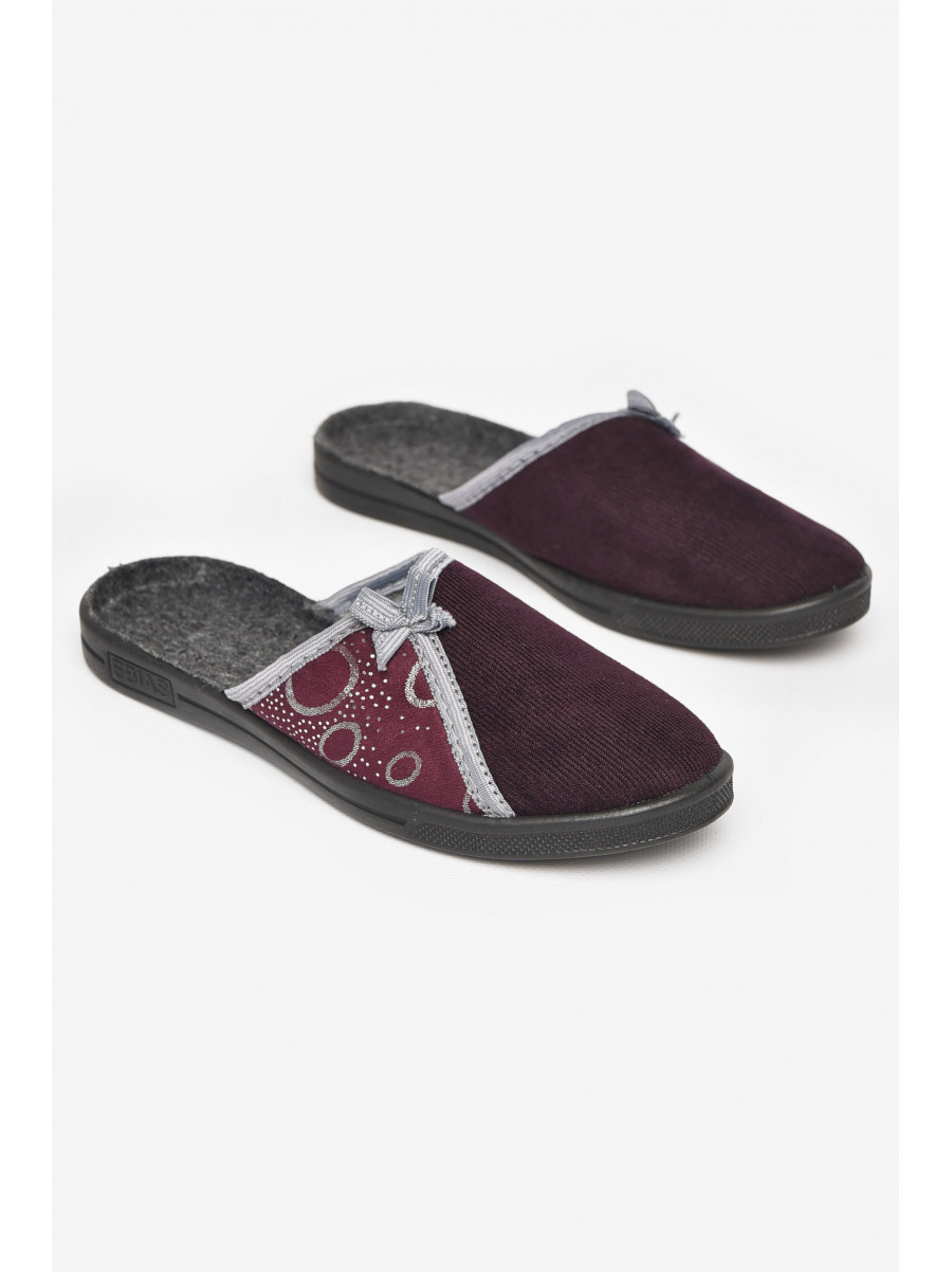 Тапочки женские темно-фиолетового цвета Ебіас бант 211107C