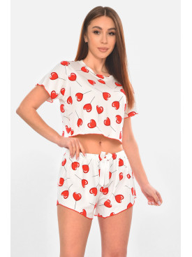 Піжама жіноча білого кольору з принтом 213,12 211116C